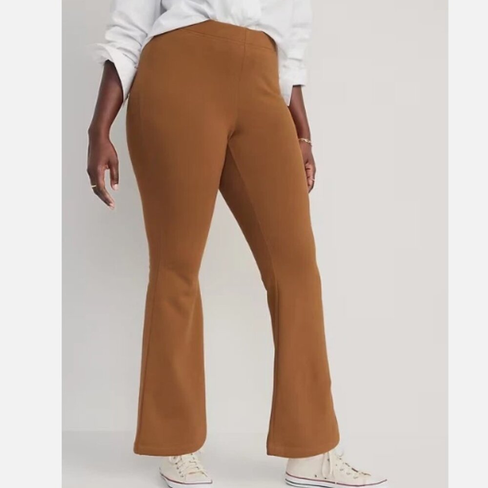 NEW Old Navy XL Bourbon Brown High Waisted Fleece Lined Flare Leggings